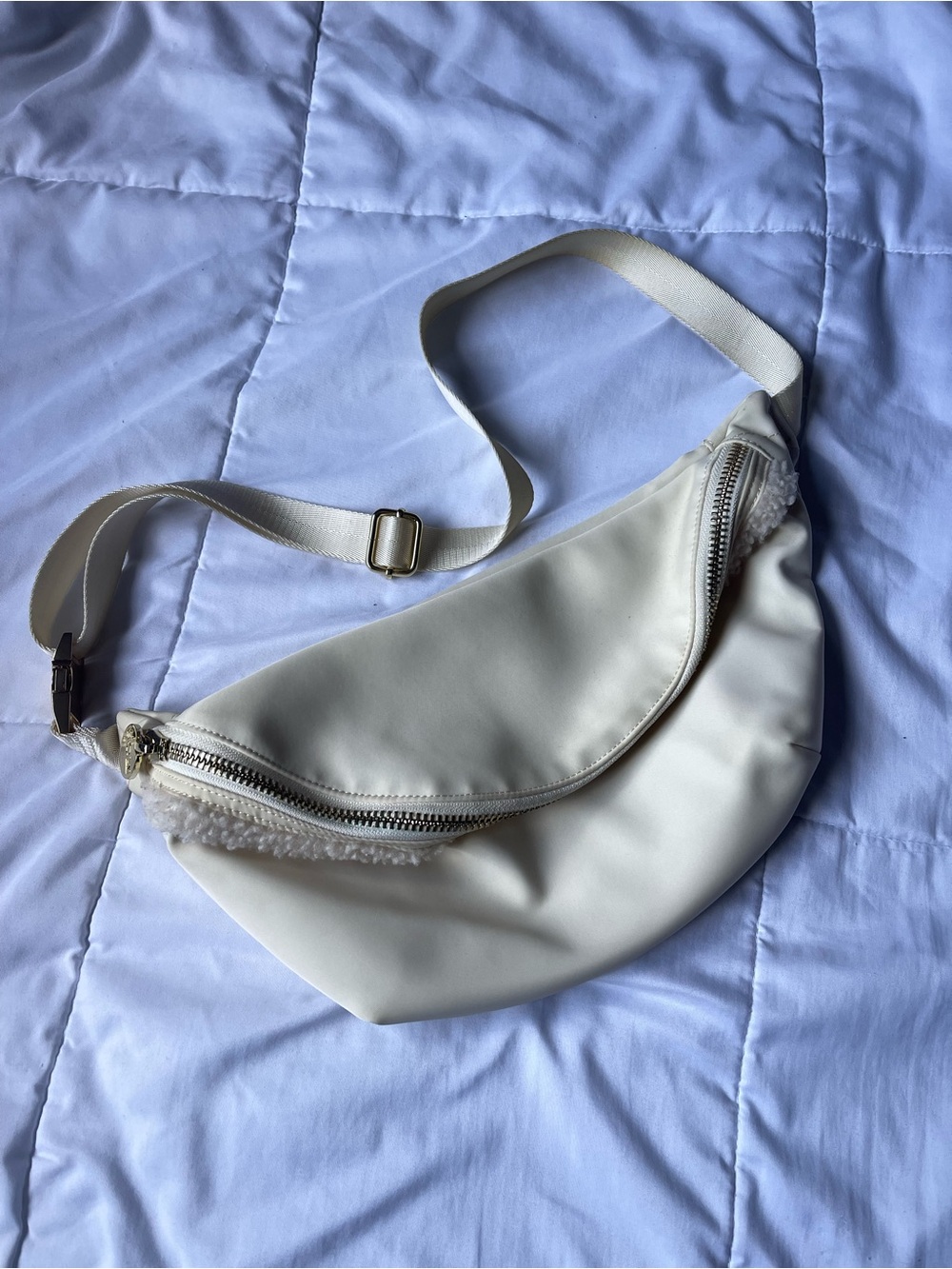 Stoney clover lane winter white jumbo sherpa trim fanny pack